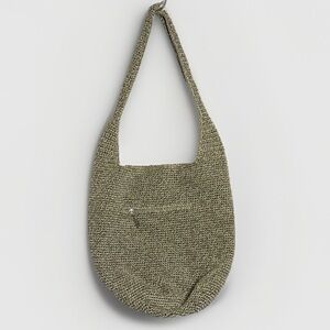 The Sak 120 Hobo Bag Women Tan Brown Knit Crochet Large Shoulder Bag Boho Pocket